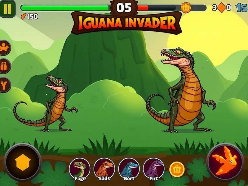 Chitradurga Iguana Invader gameplay screenshot showing iguana characters in Indian landscape